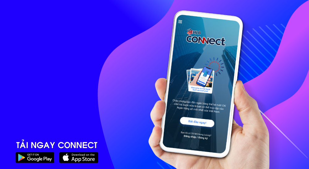 Đăng ký tài khoản ngân hàng online trên ứng dụng HLB Connect.