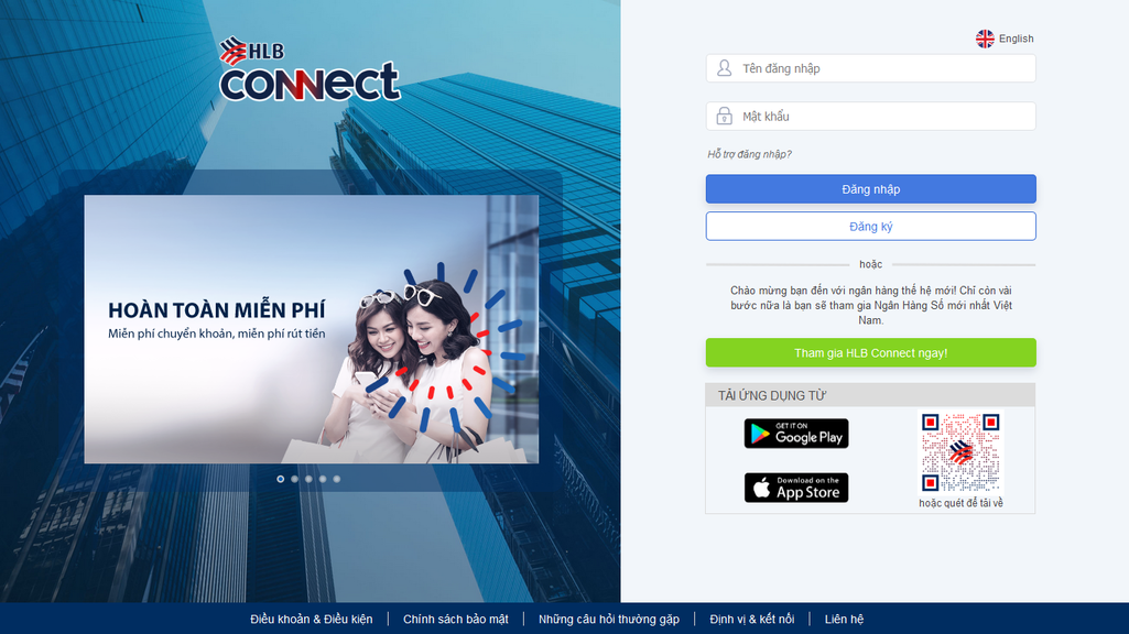 Giao diện đăng nhập Internet Banking của Hong Leong Bank 