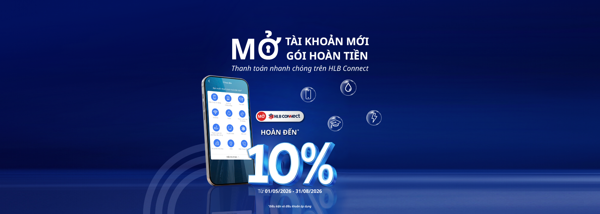 MỞ TÀI KHOẢN HLB – HOÀN TIỀN 30K/THÁNG