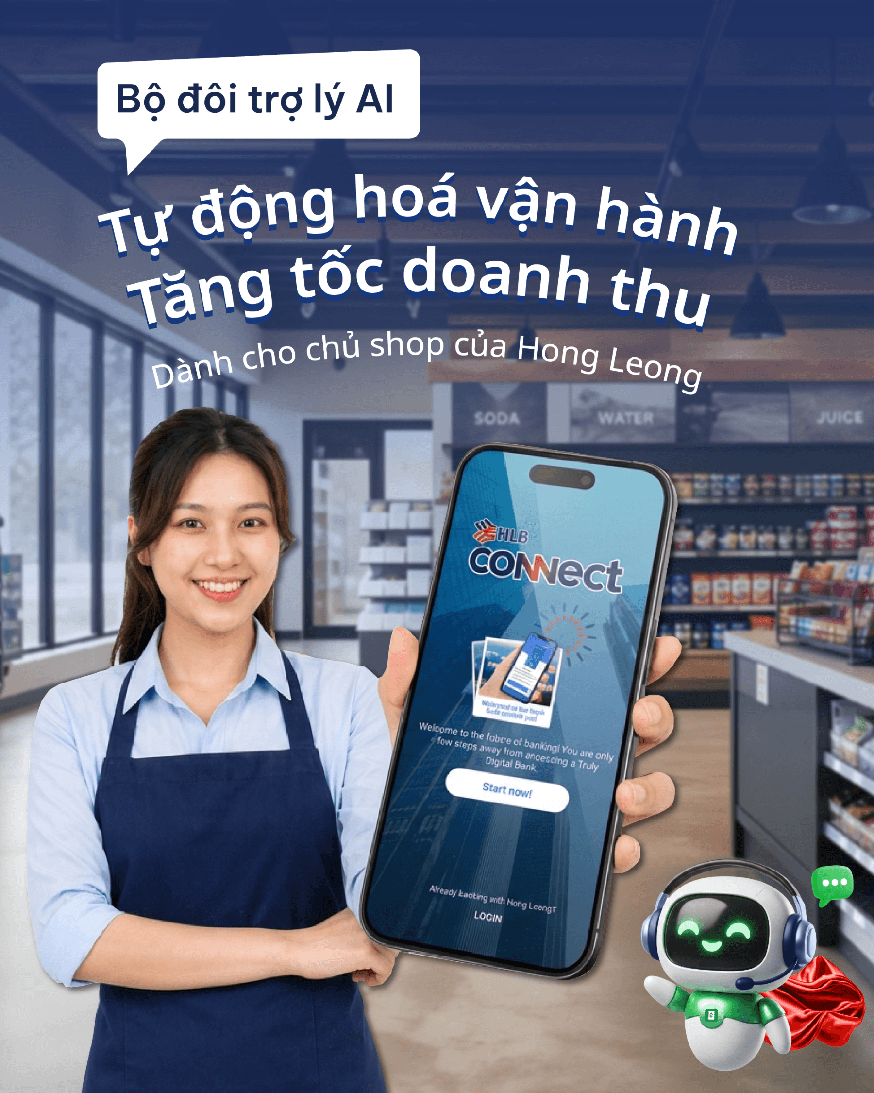 Bộ đôi trợ lý AI Thảo và Mây — Tự động hóa vận hành, tăng tốc doanh thu, dành cho chủ shop là khách hàng hiện hữu của Hong&nbsp;Leong&nbsp;Bank